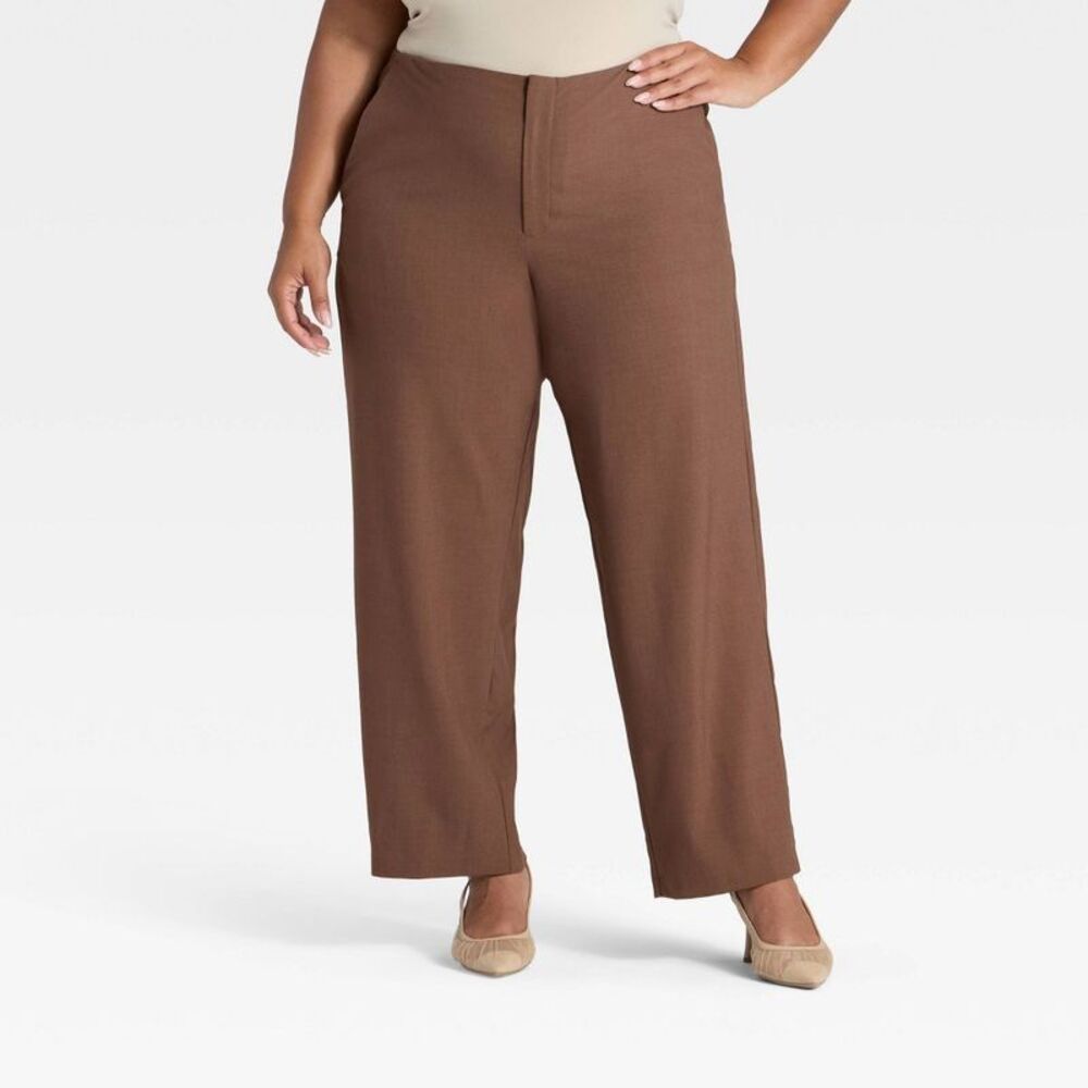 Women's Mid-Rise Bootcut Pants - A New Day Brown 18